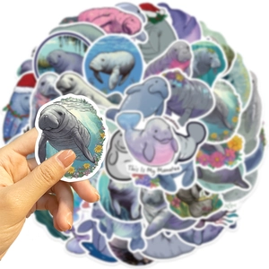 Set de pegatinas de manatíes impermeables para decorar portátiles y maletas