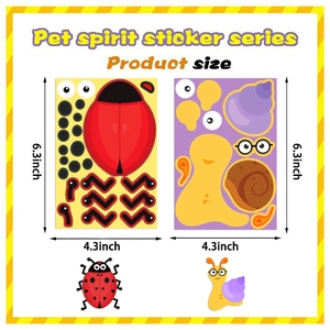Cartoon insect animal DIY stickers for kids, ladybug and snail waterproof decals 6.3x4.3 inches