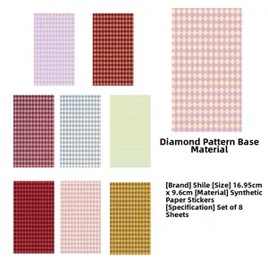 Detailed view of 8-pack argyle pattern decorative stickers with adhesive backing