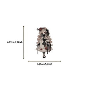Gothic vampire girl sticker dimensions 6.87cm by 3.95cm for laptop and guitar