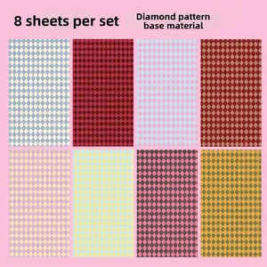 Set of 8 diamond pattern decorative material stickers for DIY phone case crafts