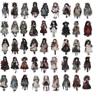 50 pieces of waterproof gothic lolita vampire girl cartoon stickers for laptops
