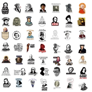 50 funny celebrity graffiti stickers for laptop and guitar with historical puns