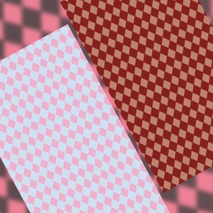 Detail of DIY decorative card stickers with pastel blue and red diamond plaid patterns