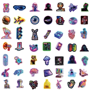 52 pieces of waterproof cyberpunk vaporwave stickers for laptops and guitars