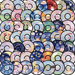 Lot de 50 autocollants vinyles étanches avec motifs de dessins animés et paysages