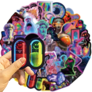 52PCS cyberpunk neon stickers for laptops and guitars with waterproof vinyl finish
