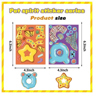 Details zum Cartoon-Donut-DIY-Sticker-Set mit Größenangaben von 6,3 x 4,3 Zoll