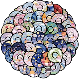 Détail de 50 stickers vinyles imperméables style disques de rêve pour décorer un ordinateur