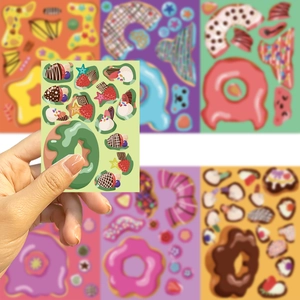 Bunte Cartoon-Donut- und Dessert-Aufkleber für Scrapbooking und Handyhüllen