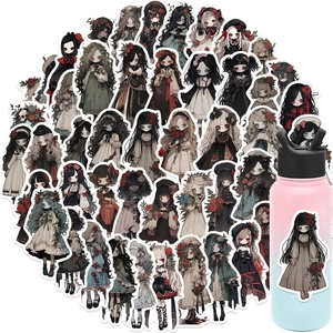 Gothic Vampire Girl Stickers Waterproof PVC Dark Aesthetic Lolita Decals For Laptop Guitar Luggage DIY Decorative Stickers