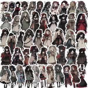 Set of 50 gothic cartoon vampire girl stickers for laptop and guitar decoration