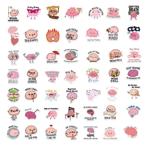 Set of 50 waterproof brain doodle stickers for laptop guitar and luggage decoration