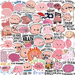 50-piece waterproof cartoon brain stickers for decorating guitars and laptops