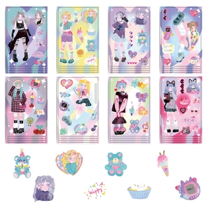 Set di adesivi fai da te Y2K stile anime per diario e laptop, 8 varianti di design carini