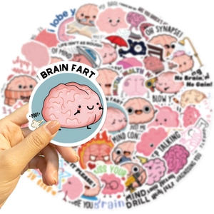 50 pieces of waterproof cartoon brain stickers for guitar laptop luggage DIY decoration
