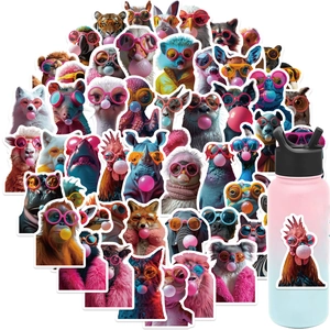 Cartoon Animal Waterproof Stickers Sunglasses Bubble Blowing Design PVC Decals For Laptop Luggage Guitar Water Bottle DIY Decoration