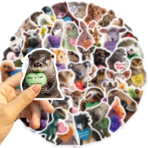 50 adesivi animali impermeabili con messaggi d'amore per decorare laptop e chitarra