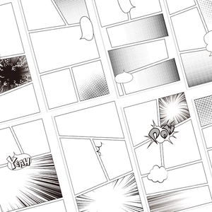 DIY comic girl stickers with action bubbles and screentone backgrounds for card making