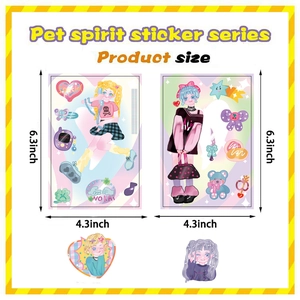 Adesivi ragazza stile Y2K per decorazione quaderno DIY set di 2 pezzi 4.3x6.3 pollici