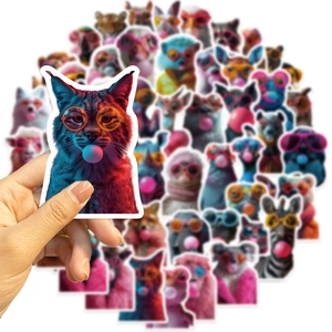 50pcs funny animals blowing bubbles stickers for laptop and guitar decoration