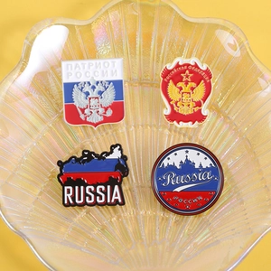 Russian emblem enamel pin set with double-headed eagle and national flag symbols