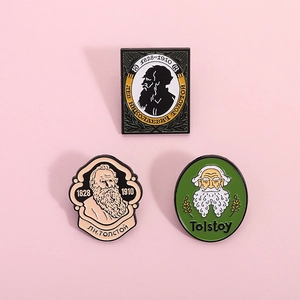 Leo Tolstoy Literary Enamel Pin Zinc Alloy Metal Portrait Badge Commemorative Brooch For Clothing Backpack Decoration Unisex Art Gift