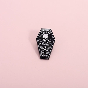 Gothic Coffin Enamel Pin Memento Mori Skeleton Skull Badge Punk Dark Style Zinc Alloy Brooch For Halloween Clothes Accessories