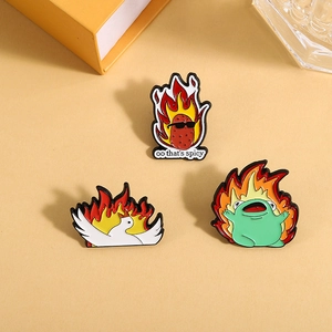 Lustiges Emaille-Anstecknadel-Set mit scharfer Kartoffel, Feuergans und Frosch-Broschen