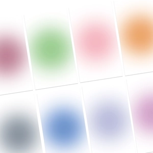 Grid layout of 8 gradient aesthetic DIY stickers in vibrant mixed color palettes