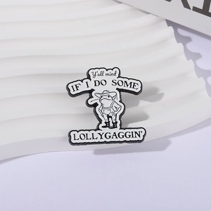 Funny cowboy frog enamel pin with Y'all mind if I do some lollygaggin' quote