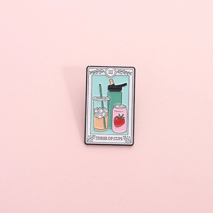 Tarot Three Of Cups Enamel Brooch Pin Creative Cartoon Drinks Zinc Alloy Badge Jewelry Accessory For Clothes Bag Decoration