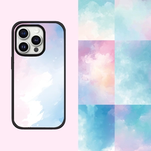 Artistic watercolor smudge patterns for iPhone Pro series case with dreamy clouds