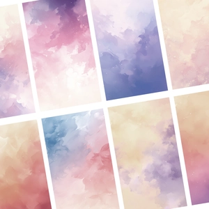 Eight DIY decorative watercolor background cards for phone case with starry sky patterns