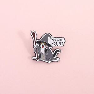 Creative Enamel Wizard Cat Brooch Funny Quote Animal Badge Zinc Alloy Pin Jewelry Gift For Backpack Clothes Hat Decoration