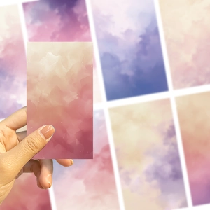 Artistic watercolor girl series stickers with soft gradient textures and star patterns