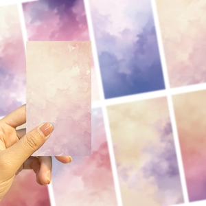 Close-up of watercolor dreamy clouds decorative DIY card stickers for phone case