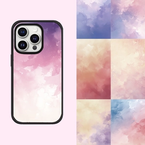 DIY phone skin stickers with purple gradient nebula textures and six color variants