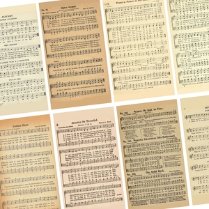 Vintage style aged music sheets for DIY phone case decoration and journaling