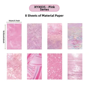Pink Series DIY phone back card stickers with multiple textures 9.6x16.95cm pack of 8