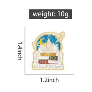 Detailed enamel pin size guide with high lord wing design and dimension measurements