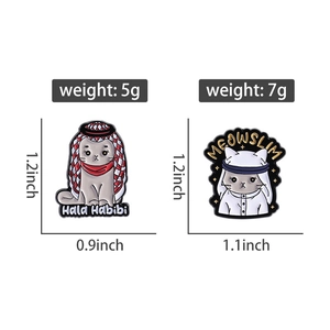 Detailed size and weight specs for two cute exotic enamel cat brooches and pins