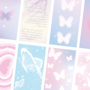 Macro view of butterfly theme DIY phone stickers with pastel colors and dreamy patterns