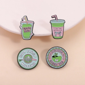 Cute Matcha Green Tea Enamel Pin Badge Set Funny Quote Matcha Girlie Brooch For Backpack Clothes Accessories