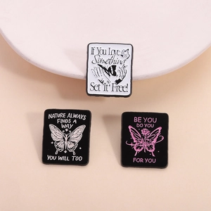 Gothic Butterfly Enamel Pin Badge Inspirational Quote Zinc Alloy Brooch Decorative Lapel Pin For Backpack Jacket Accessory