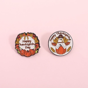 Thanksgiving Theme Alloy Enamel Brooch Pin Set Turkey Pumpkin Autumn Wreath Pins Creative Holiday Gift Backpack Jewelry