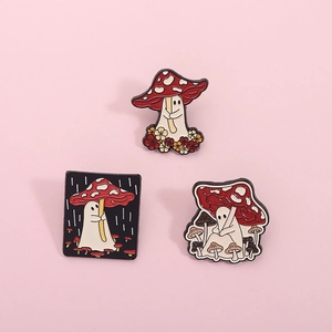 Cute Cartoon Mushroom Ghost Enamel Pin Creative Zinc Alloy Brooch Badge For Clothing Backpack Decoration Halloween Jewelry Gift