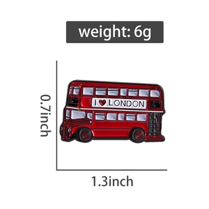 Dimensions détaillées du pin's bus rouge de Londres avec marquages de taille précis