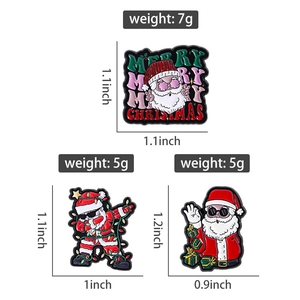 Specifiche di dimensioni e peso delle spille in smalto natalizie con design Babbo Natale