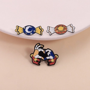 Cartoon Enamel Brooch Pin Sun Moon Candy Heart Gesture Zinc Alloy Badge Accessories For Backpack Clothing Kids Gift